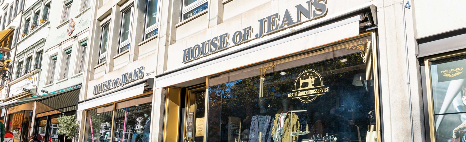 Jeansgeschäft House of Jeans in St. Gallen – Aussenansicht des Ladens am Marktplatz 4 mit grosser Auswahl und persönlicher Beratung